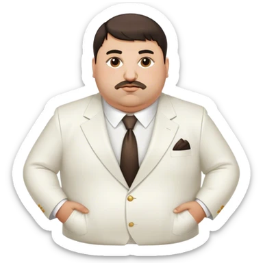 Fat Armenian oligarch with bowlcut wearing white suit sticker