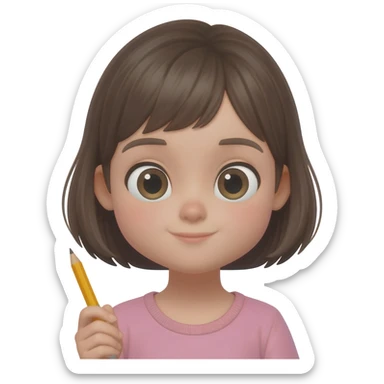 Girl with a pencil sticker