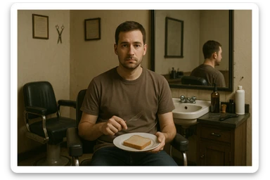 sartarosh xonada shunchaki tarelka v vilka ushlab utirsin tarelkada esa faqat non bulsin kayfiyati xam urtacha bulsin xursan bob ketmasin sticker