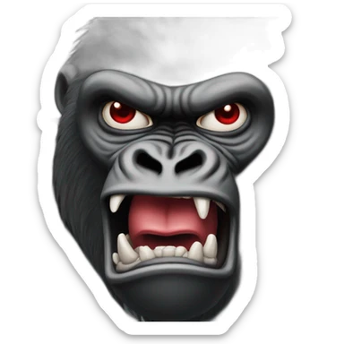 Gorilla with red eyes screaming looking with a black and red cap sticker