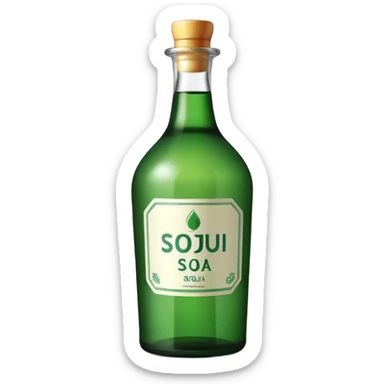 korean soju, green bottle with white label on it written 소주 sticker
