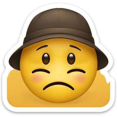 yellow emoji looking down, hat covering eyes, no text sticker
