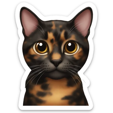 tortoiseshell Cat Black brown without white and pink nose sticker