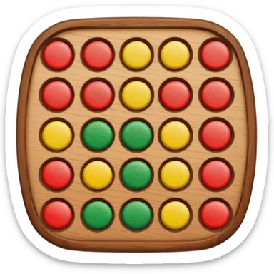 Flat emoji illustration of an African Awalé (mancala) board, wooden board with 12 holes, colorful seeds, simple shapes, bold outlines, cute and playful style, vector look, transparent background” sticker