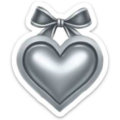 a bow of a silver heart sticker