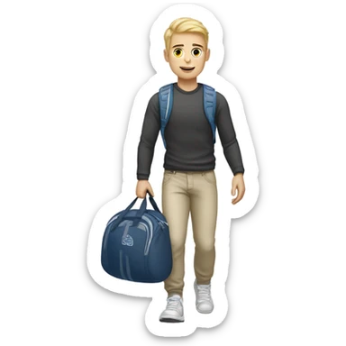 white skin young guy with sport bag  sticker