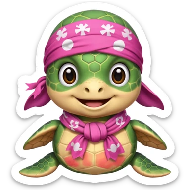 cute sea turtle wearing a pink pirate scarf sticker