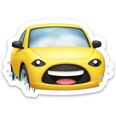 a happy car being washed sticker