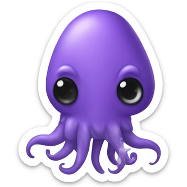 Purple squid plushie with black buttons as eyes sticker