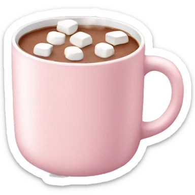 Light Pink mug of hot chocolate with marshmallows  sticker