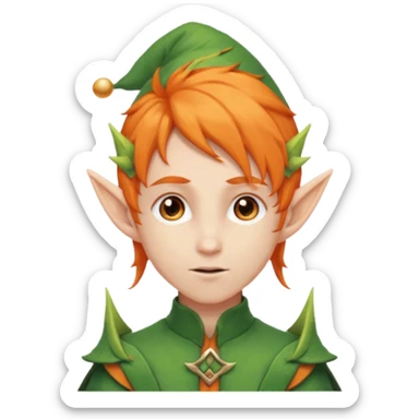 Orange Haired Elf, Elf boy with orange ponytail hair sticker