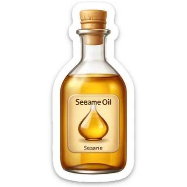 sesame oil emoji - bottle filled with oil  with a label that reads sesame oil sticker