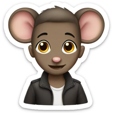 Mouse with dark brown undercut hair sticker