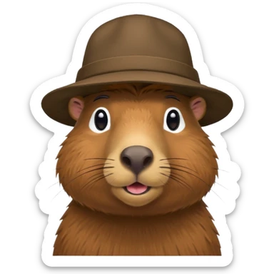 Realistisk Capybara med hat sticker
