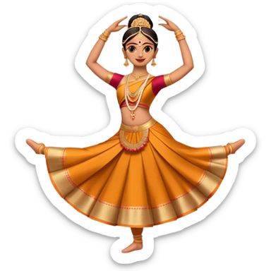 cinematic-realistic-bharatanatyam-dance-emoji,-depicted-as-an-elegant-classical-indian-dance-performance-with-graceful-poses,-intricate-costumes,-and-expressive-hand-gestures,-rendered-with-rich-textures-and-warm-dramatic-lighting, single dancer sticker