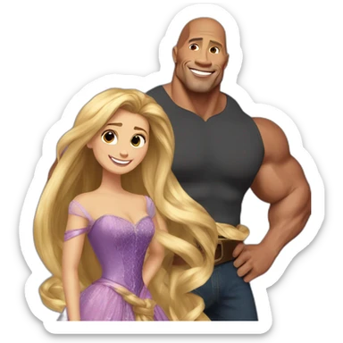Dwayne Johnson with rapunzel haut sticker