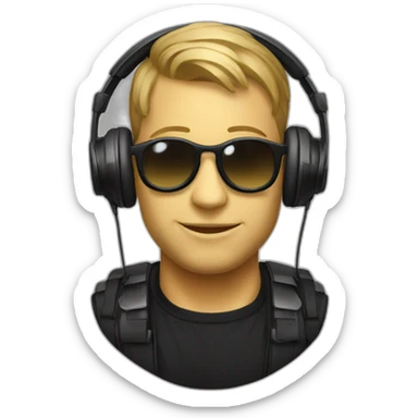 techno music producer rave headphones sticker