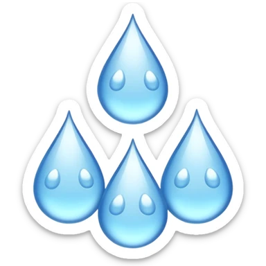 three equally sized droplets stacked on top of each other with two other droplets going outward from the middle droplet sticker