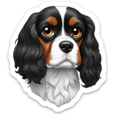 Cavalier King Charles Noir et blanc sticker