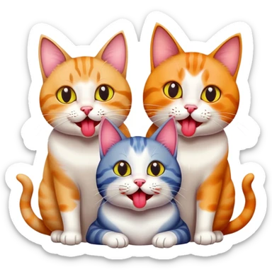 chat 3 couleurs qui tire la langue  sticker