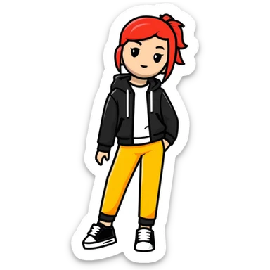 Roblox girl with fashionable outfit and attitude pose sticker