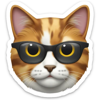 calico cat with grey eyes and sunglasses sticker