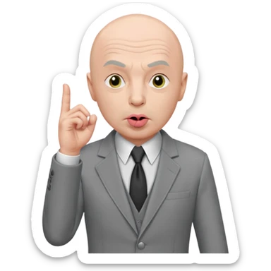 Dr evil from austin powers with his pinky to his mouth sticker