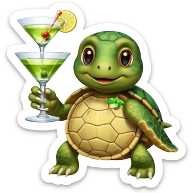 turtle wearing a watch drinking a martini sticker