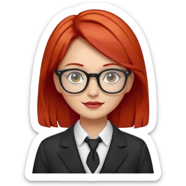 tailor woman with red hair and glasses sticker