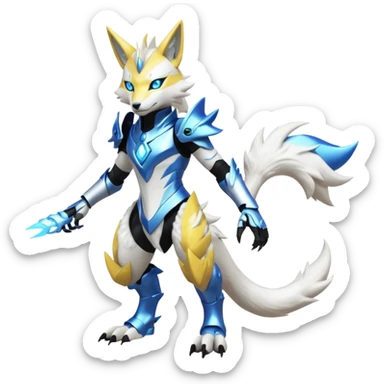 Modern White Albino Cyber Renamon-Zeraora full body sticker