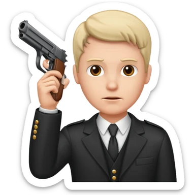 A guy pointing gun to his head sticker