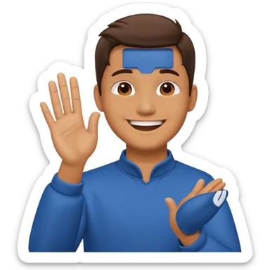 clap hand with men head in between sticker