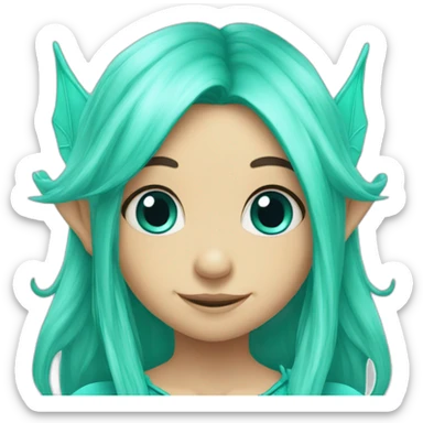 cute turquoise elf fairy with long hair sticker