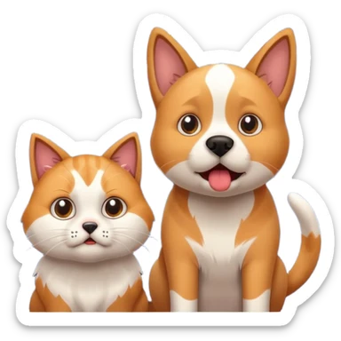 a dog and a cat hiding from fireworks sticker