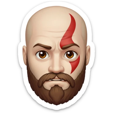God of War Kratos (skin white, beard and eyebrow color brown) sticker