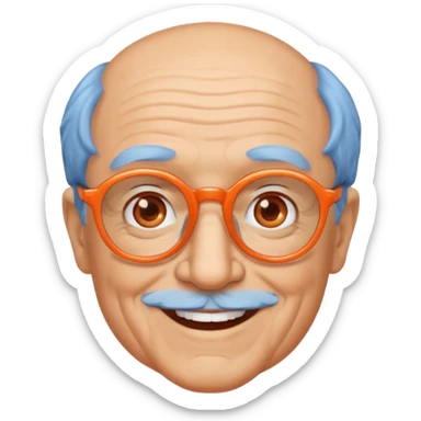 blue skinned orange glassed grandpa sticker
