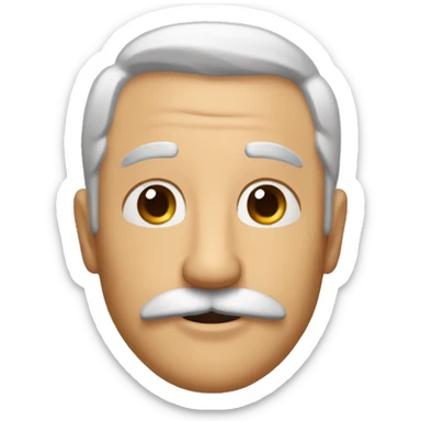 happy men 60 years, brown eyes, brown air, mustache sticker