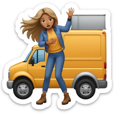 A truck hitting a girl and about to falling sticker