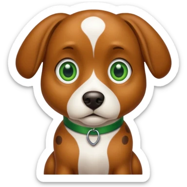 Brown dog with big green eyes and white spots on chest  sticker