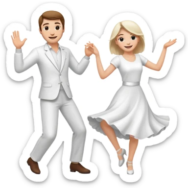 Man and woman dancing white sticker