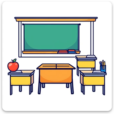 classroom with teacher and students sticker