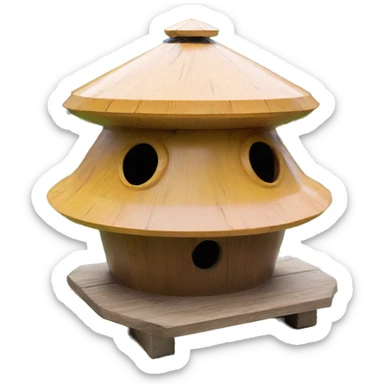 Rustic Wooden ufo spaceship birdhouse sticker