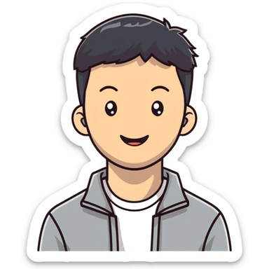 Friendly Korean man in casual clothes smiling sticker