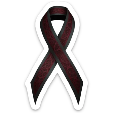 Gothic style black ribbon with burgundy red moons on the sides sticker