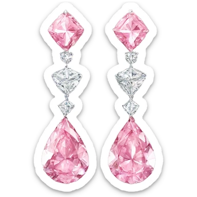 Pink diamond luxurious earrings  sticker