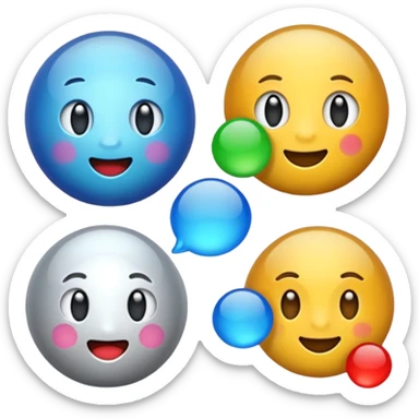 emoji chat burbulas juodai baltas su mettalic efektu sticker