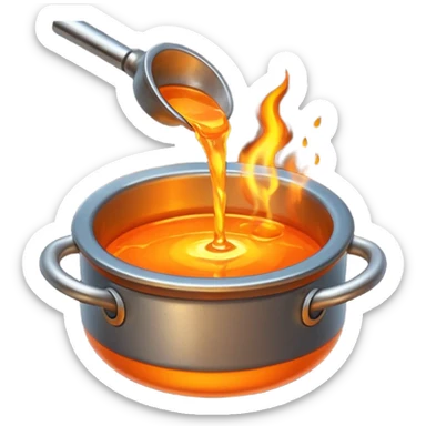 The crucible pours out metal. sticker