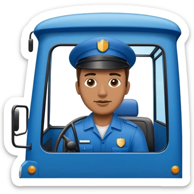 bus driver driving a blue bus sticker