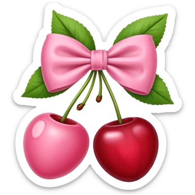 baby pink cherries with bow sticker