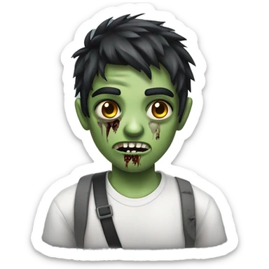 teen boy zombie with dark hair and white shirt sticker